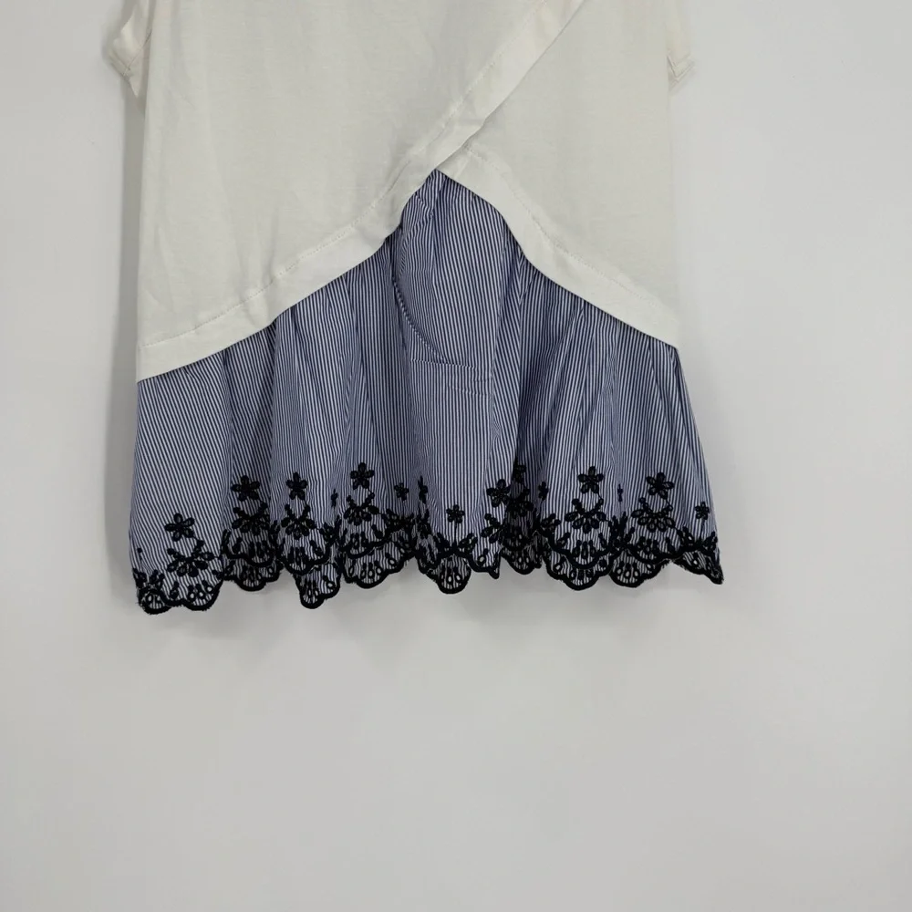 J. Crew Peplum Tulip-back Top size XS Blue White Stripe NWT Sleeveless
